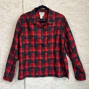 Coldwater Creek Button Up 100% Wool Shacket S XL P Shirt Jacket Buffalo Plaid